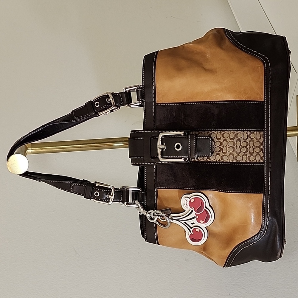 Coach Y2K Hampton Carryall Hobo Espresso Brown Suede Leather Shoulder Bag